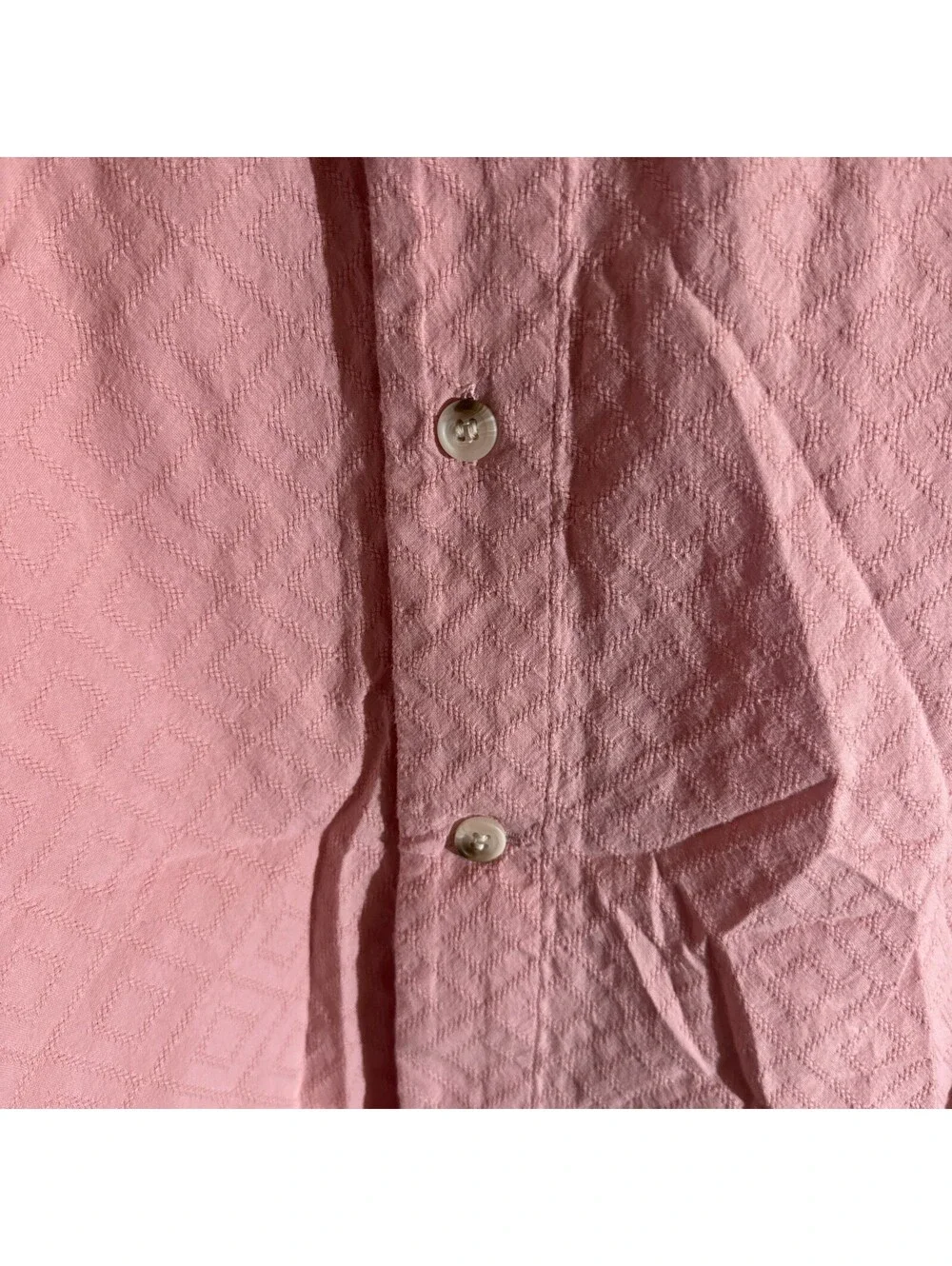 Banana Republic Men’s Large Textured Resort Shirt Pink Salmon Short Sleeve NWT